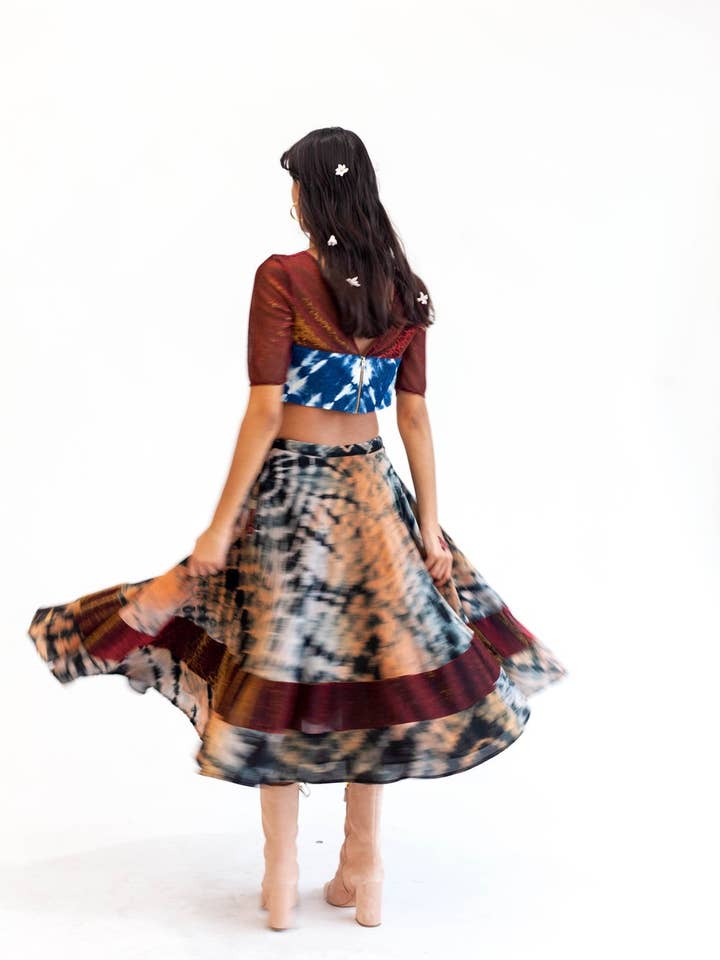 Saia Midi Lehenga por atacado de abacaxi