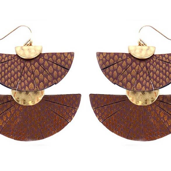 Earrings - Tan Double Layer Leather for wholesale by Flirt Jewelry