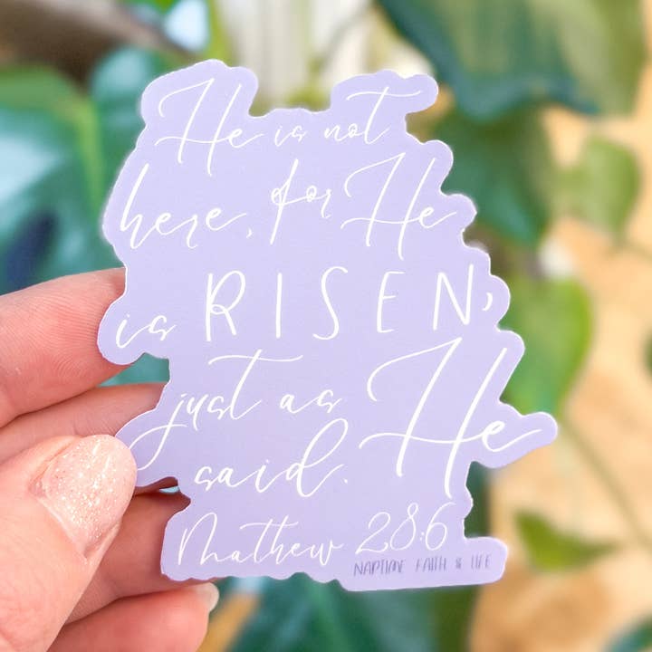 He Is Risen Spring Christian Bible Water Bottle Sticker for wholesale by Faith & Life Christian Brands