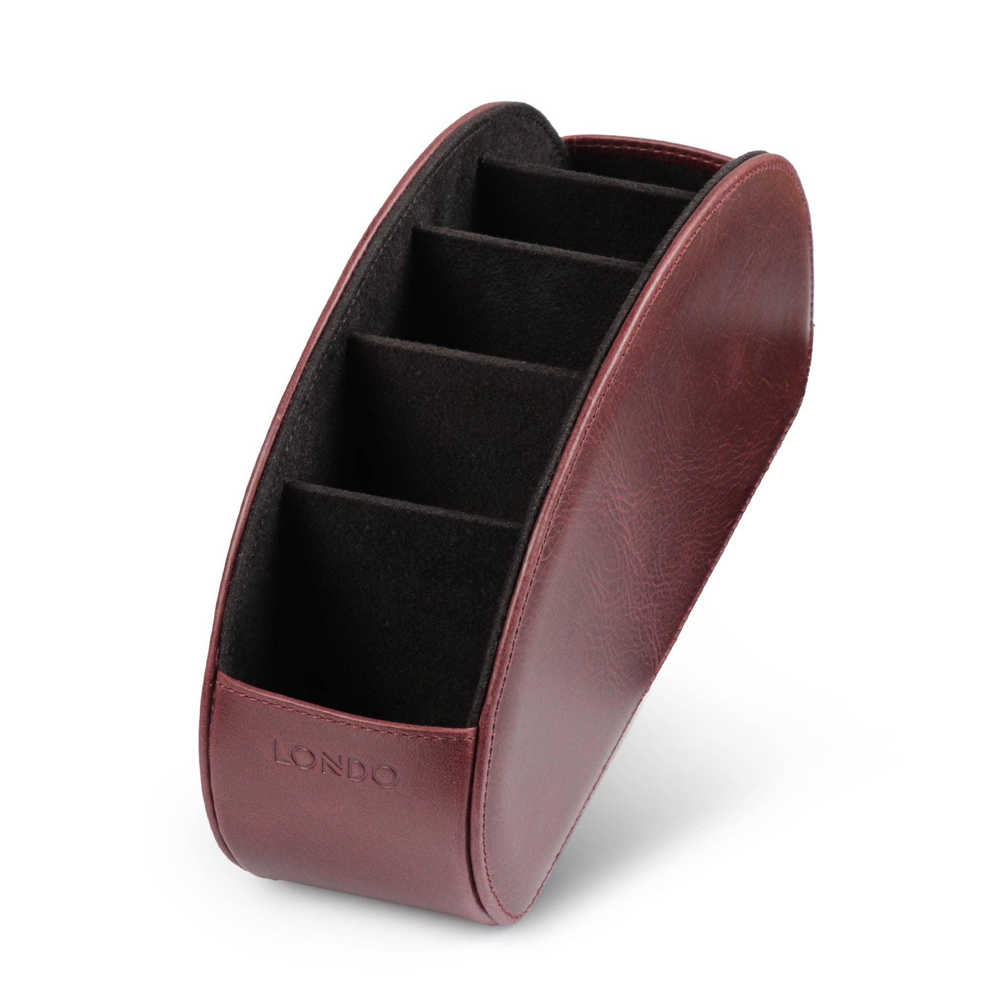 Londo - Wholesale Desk Organizer - Londo Remote Control Holder with 5 Pockets, Store DVD, Blu-Ray, TV, Roku or Apple TV Remotes, Italian Top Grain Leather with Suede Lining40