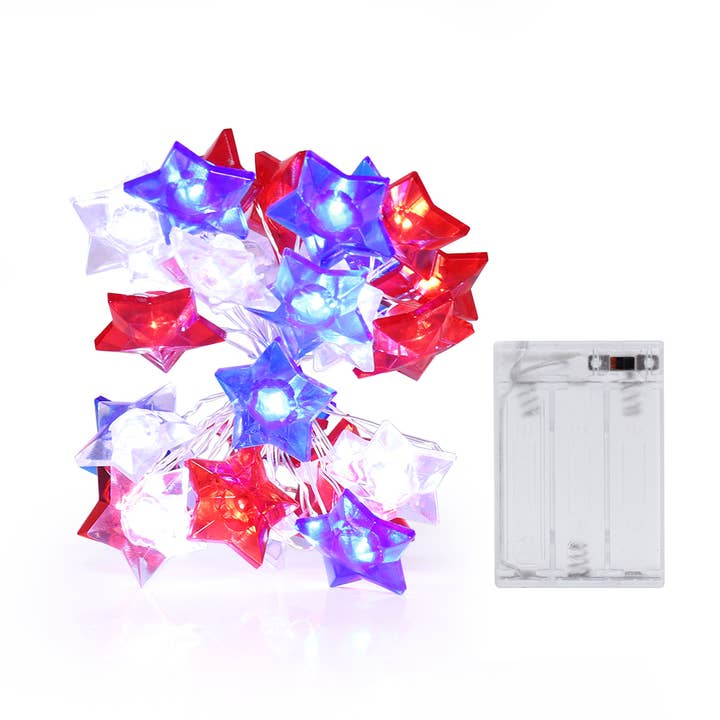 6.5 FT 20 LED Battery Star String Lights Patriotic Decor for wholesale by SELLVAY Fairy String Lights