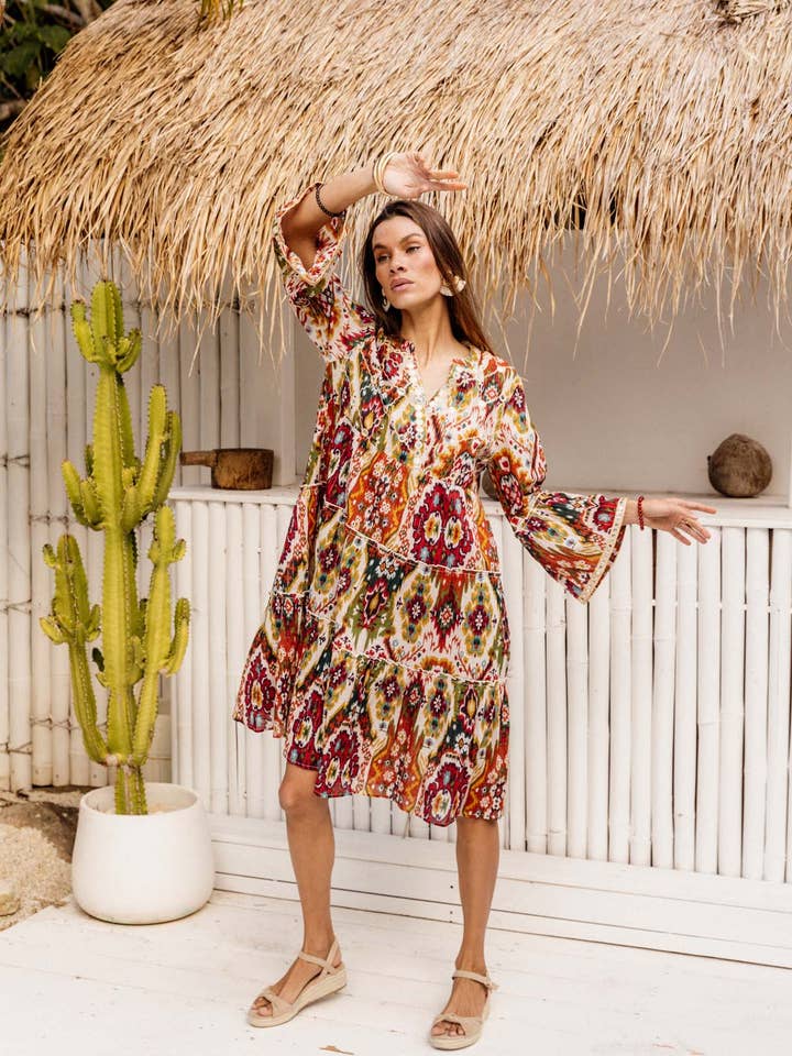 I AM PYLGRYM - Wholesale Dress – Women's - Miska Dress - Moon Beam Ikat1