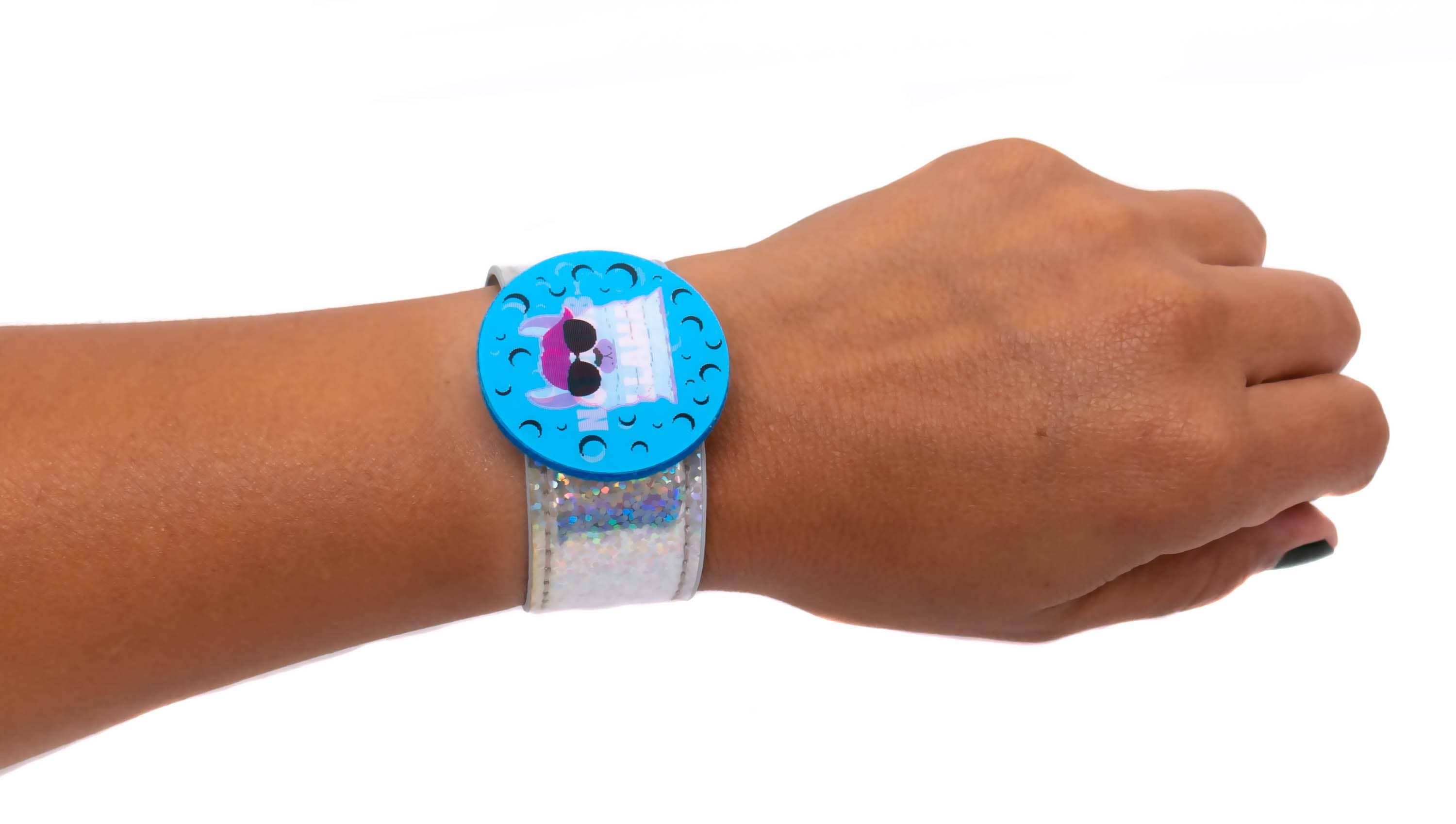 Frog Sac - Wholesale Bangle Bracelet - Kids & Baby - Glitter Slap Bracelet with 3D Image-Shifting Charms - 6 Pack3