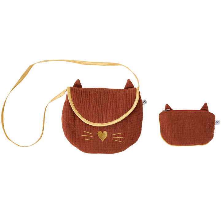 Crossbody bag + Cat coin purse - toffee / gold for wholesale by BB&Co