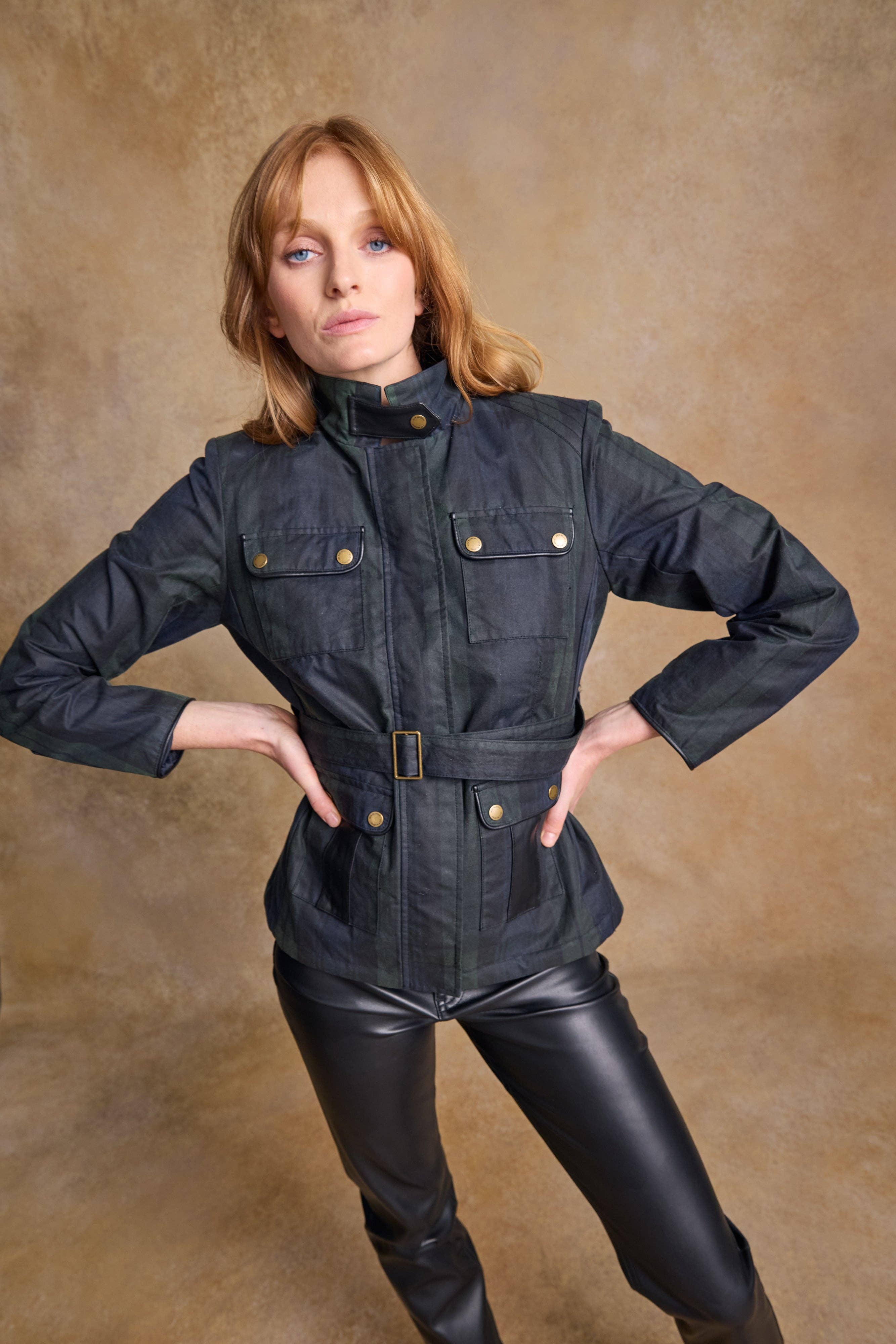 Jack Murphy Clothing - Wholesale Jacket - Women's - Cara Utility Wax Jacket - Blackwatch1