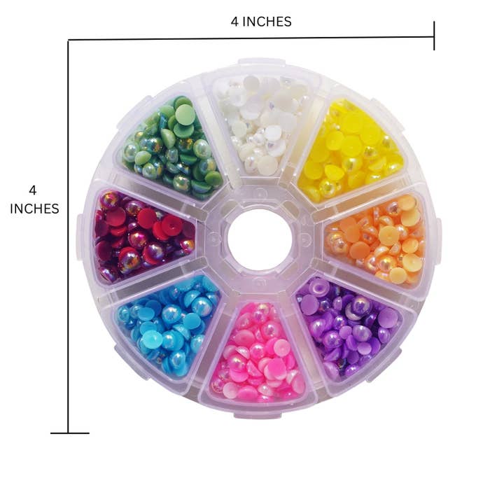 Buttons Galore & More - Wholesale Craft Supplies - Flat Back Half Pearls Assortment in Pinwheel Box Container