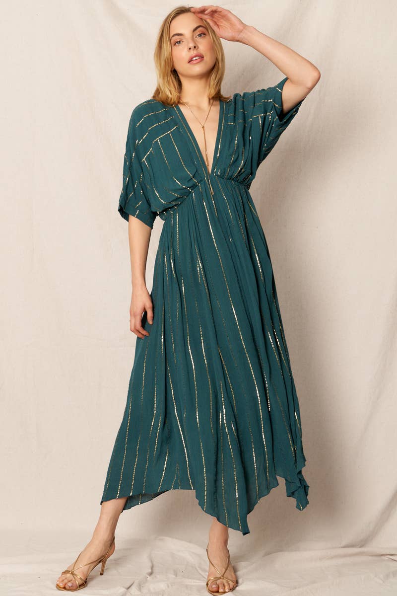 En Crème - Vente Robe – femme - Robe midi rayée à sequins15