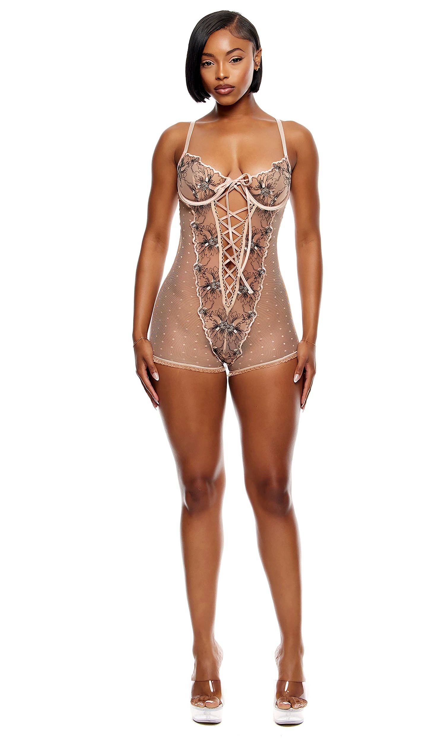 Just Peachy Embroidered Romper - Peach for wholesale on Faire3