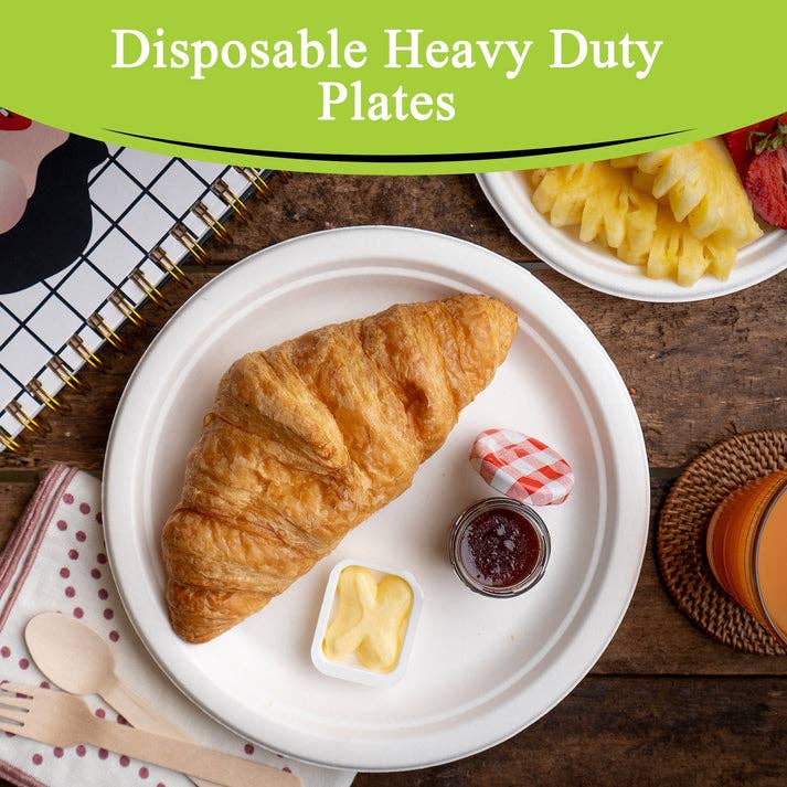 Three Leaf Products - Wholesale Kartonnen bordje - Driebladige 9" Bagasse Ronde Bord, 500 st.5