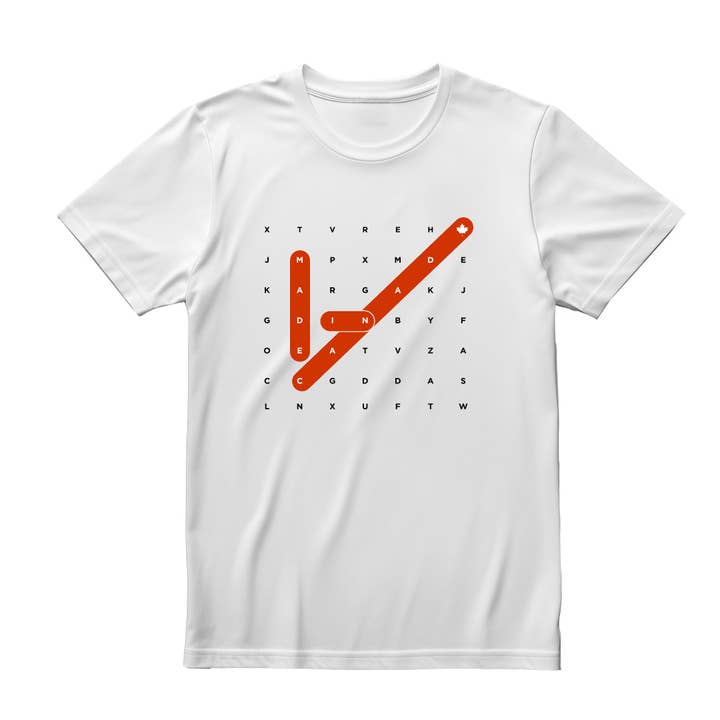 Made in Canada Crossword Unisex White T-shirt for wholesale by Motiva Gifts