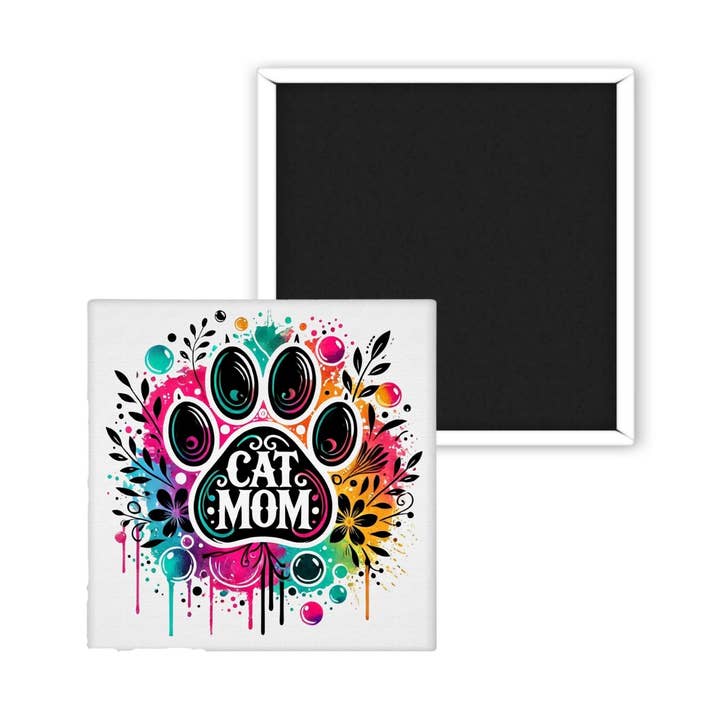 Kattemor Poteaftryk Magnet – 2x2" Firkantet for engroshandel hos Uniquely Designed By Rebecca