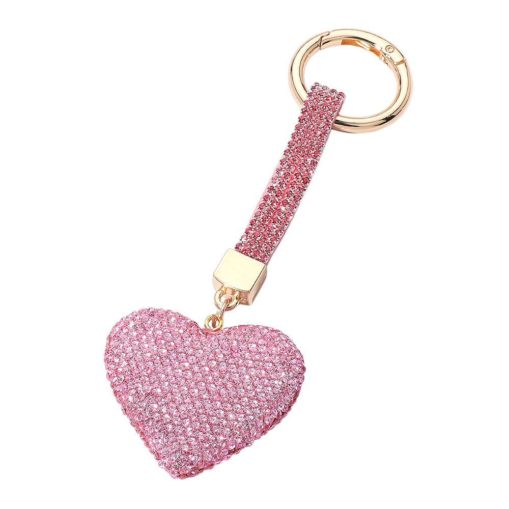 Sensibling Corp. – Engroshandel Nøglering - Dame – Bling-besat hjerte nøglering / taskesmykke6