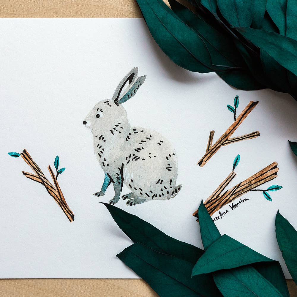 Wildship Studio – Großhandel Kunstdruck – Kaninchen und Zweige Kunstdruck2