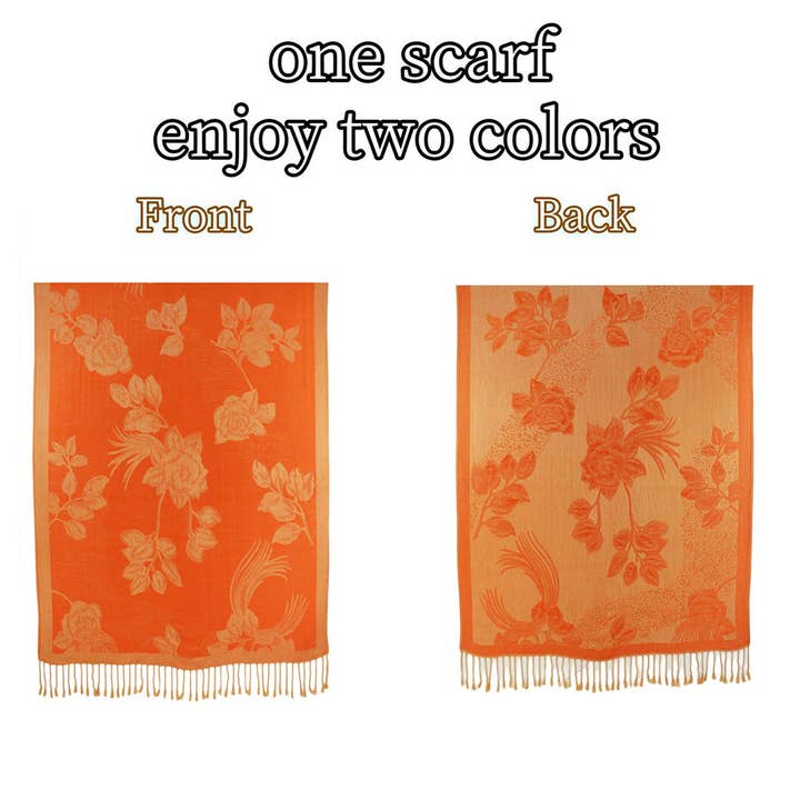 Sensibling Corp. - Wholesale Scarf – Women's - Rose Floral Pashmina Reversible Scarf Shawl42