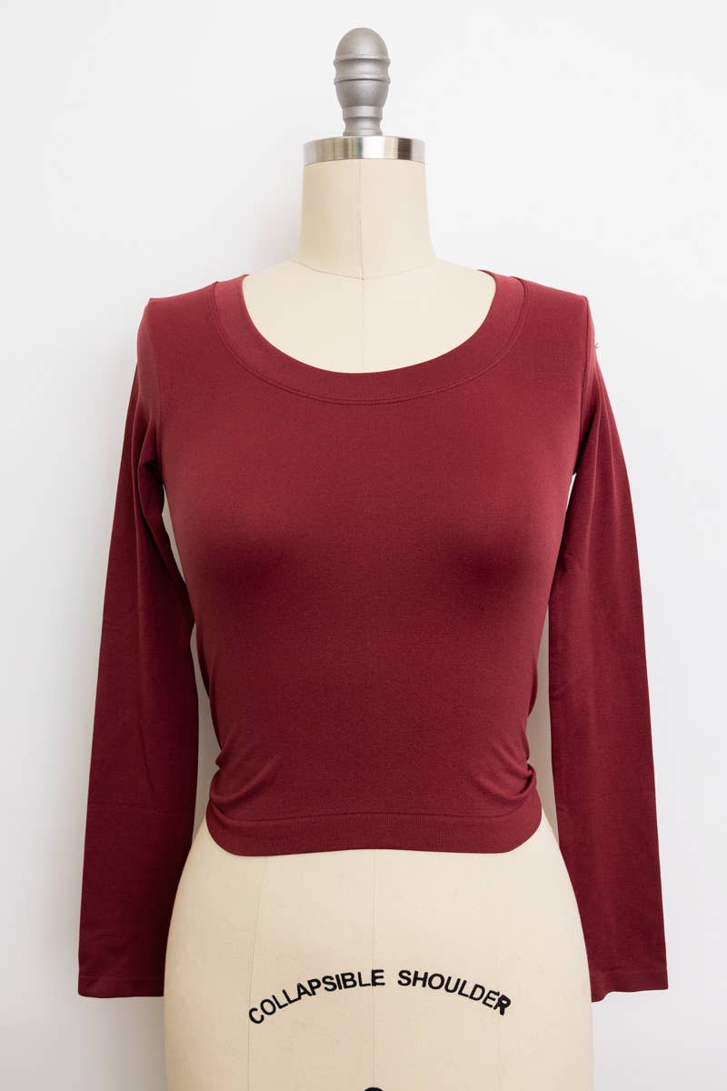 Leto Accessories - Wholesale Knit Top - Women's - Stylish Long Sleeve Crop Top in Sage, Copper, and Black5