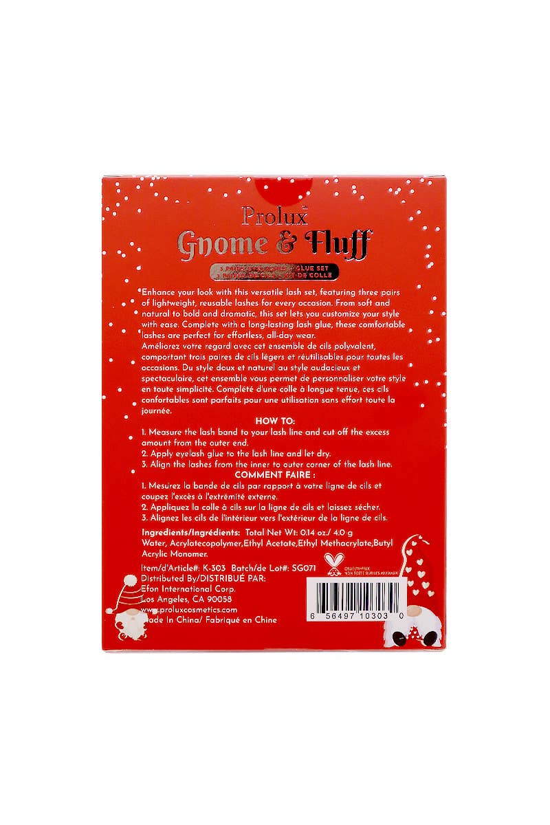PINEAPPLE Beauty - Wholesale False/Fake Eyelashes - Prolux K-303 Gnome & Fluff 3 pairs Eyelashes + Glue Set - 126