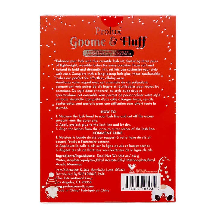 PINEAPPLE Beauty - Wholesale False/fake eyelashes - Prolux K-303 Gnome & Fluff 3 pairs Eyelashes + Glue Set - 126