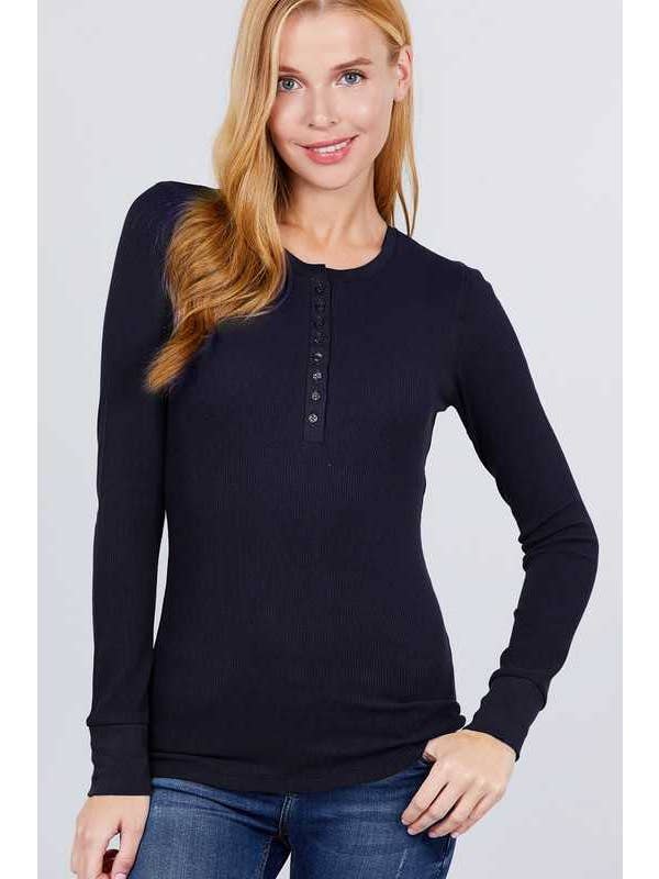 Vanilla Monkey - Wholesale Knit Top - Women's - Long Sleeve Henley Thermal Knit Top32