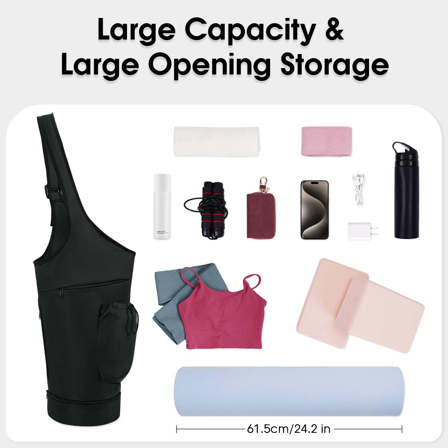 wandf - Wholesale Yoga Bag - Yoga Mat Bag Large Opening Long Tote Yoga Mat Carrier Holder1