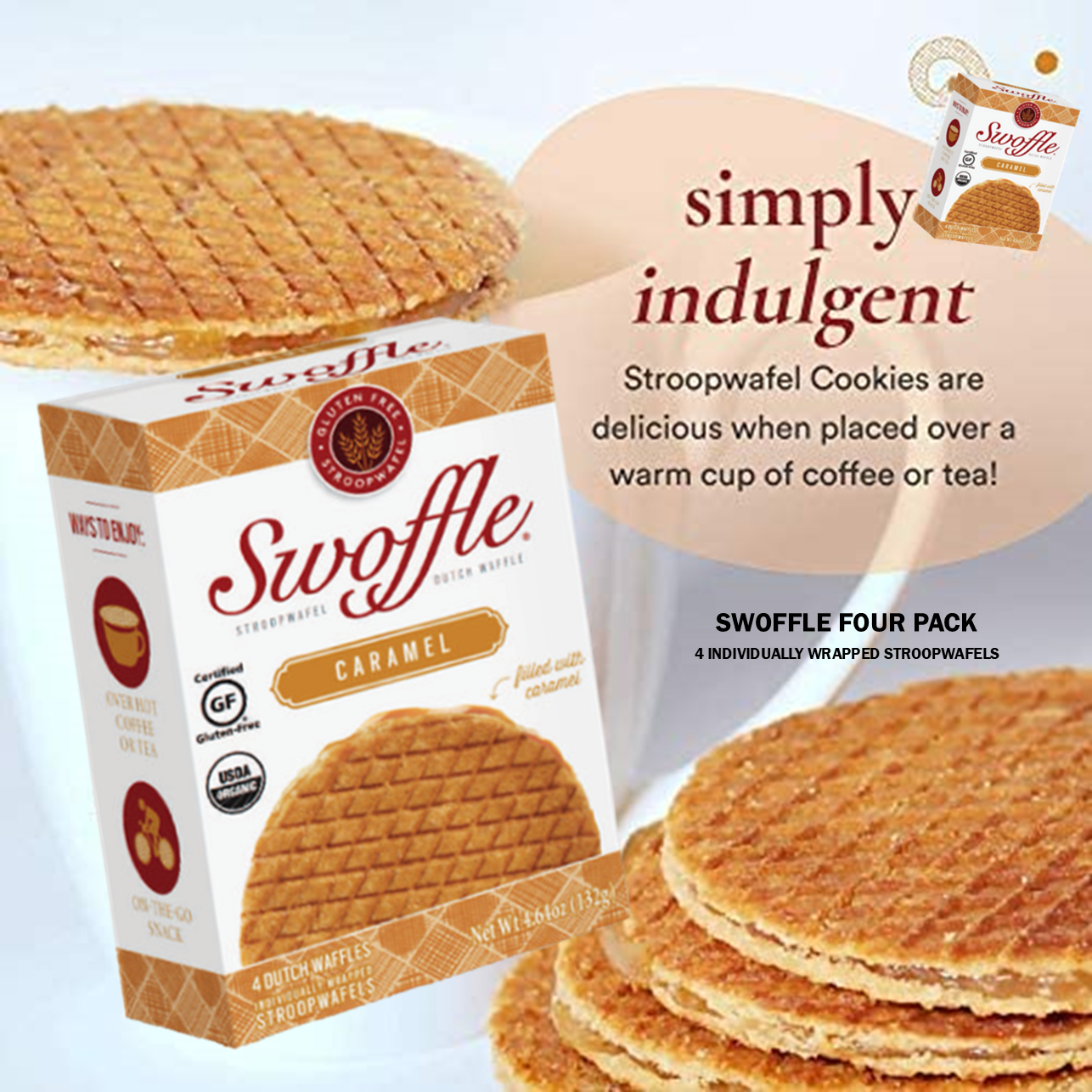 Swoffle - Wholesale Cookie - Swoffle Caramel Filled Original Waffle Cookie 4 Count Box1
