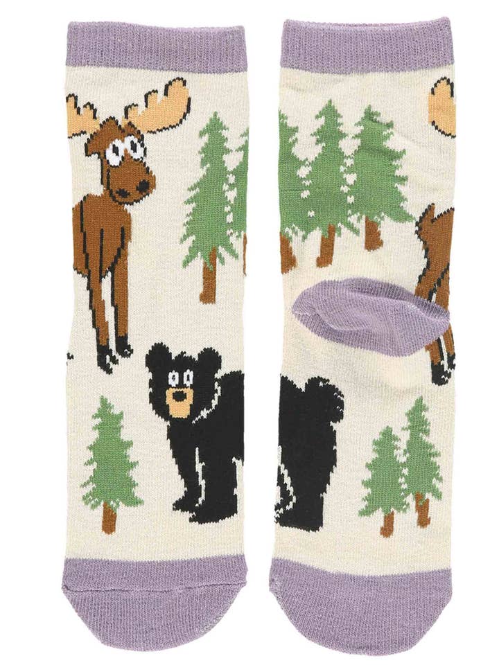 Moose Hug Purple Kid Sock for wholesale by Lazy One