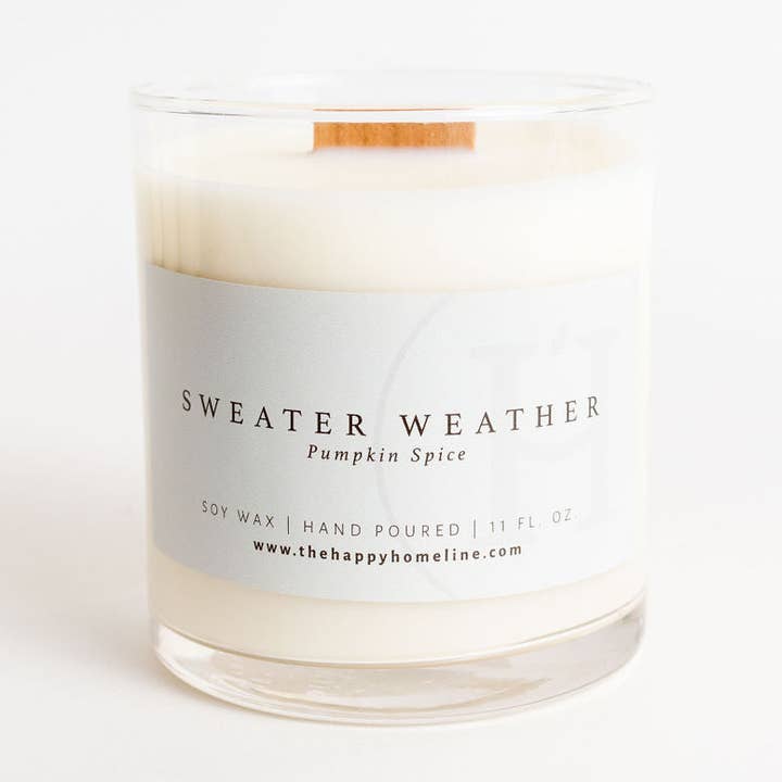The Happy Home Line - Wholesale Jar/Filled Candle - 11 oz Sweater Weather Wood Wick Candle0