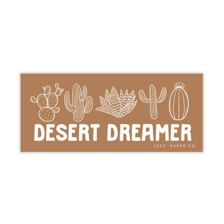 Desert Dreamer Bumper Sticker (brown) for wholesale by Jess' Paper Co.