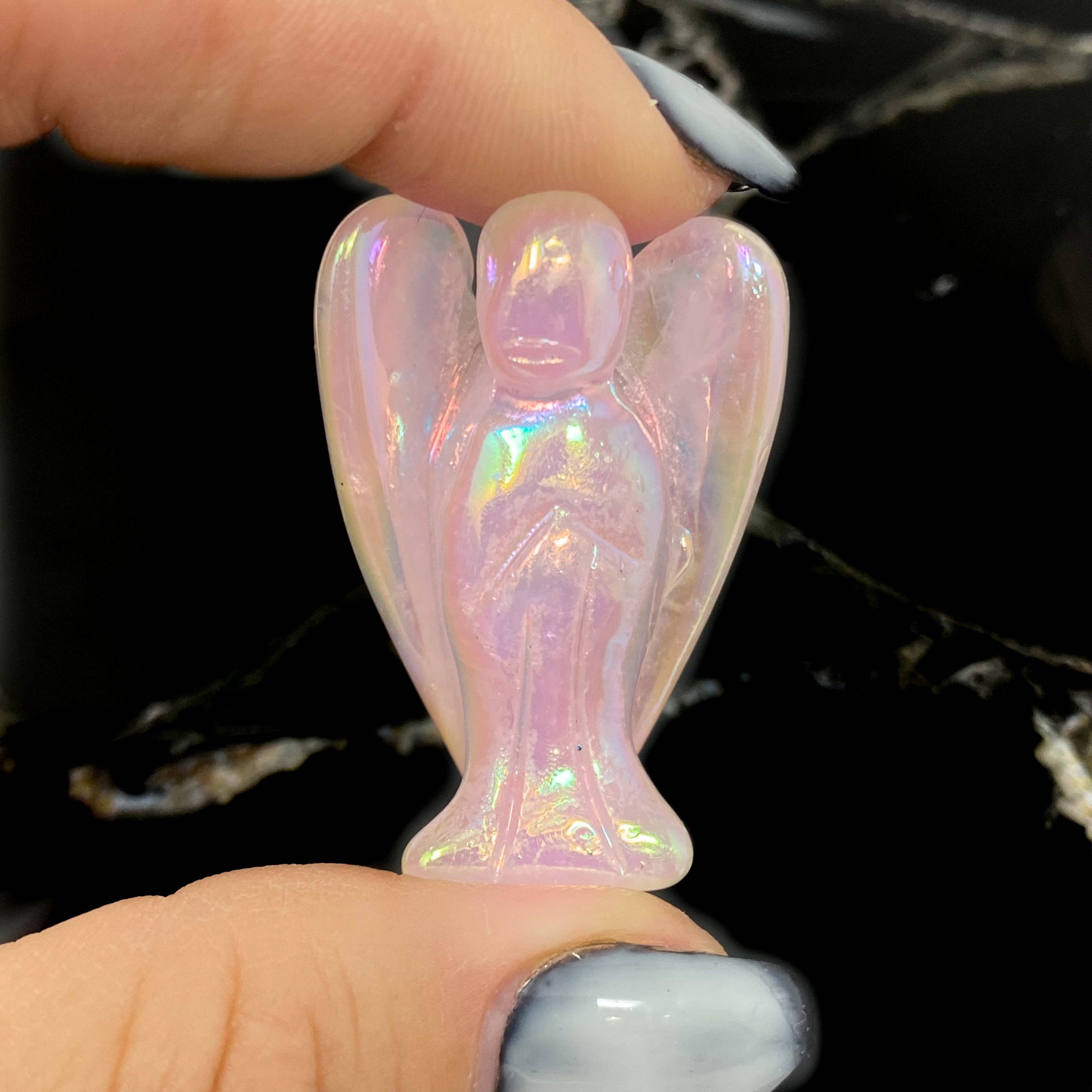 The Crystal Tabby - Wholesale Spiritual Stone/Crystal - Angel lot of 6 - Rose Quartz Angel Aura, Small Size