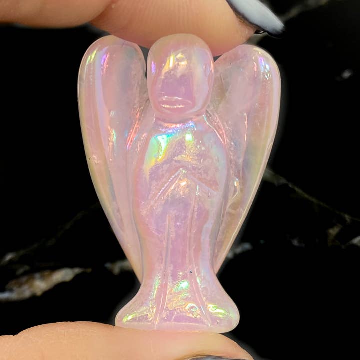 The Crystal Tabby - Wholesale Spiritual Stone/Crystal - Angel lot of 6 - Rose Quartz Angel Aura, Small Size0