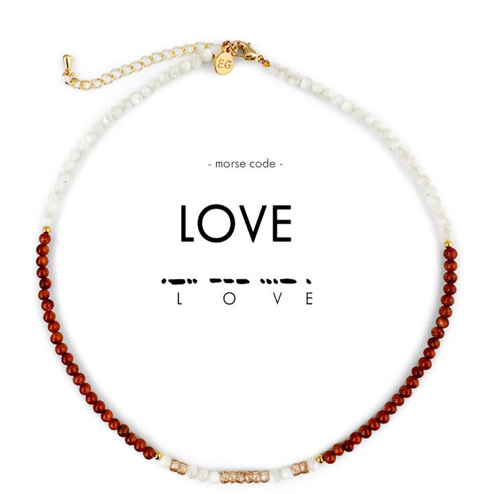 ETHICGOODS - Wholesale Beaded/Pearl Necklace - Morse Code Necklace: LOVE