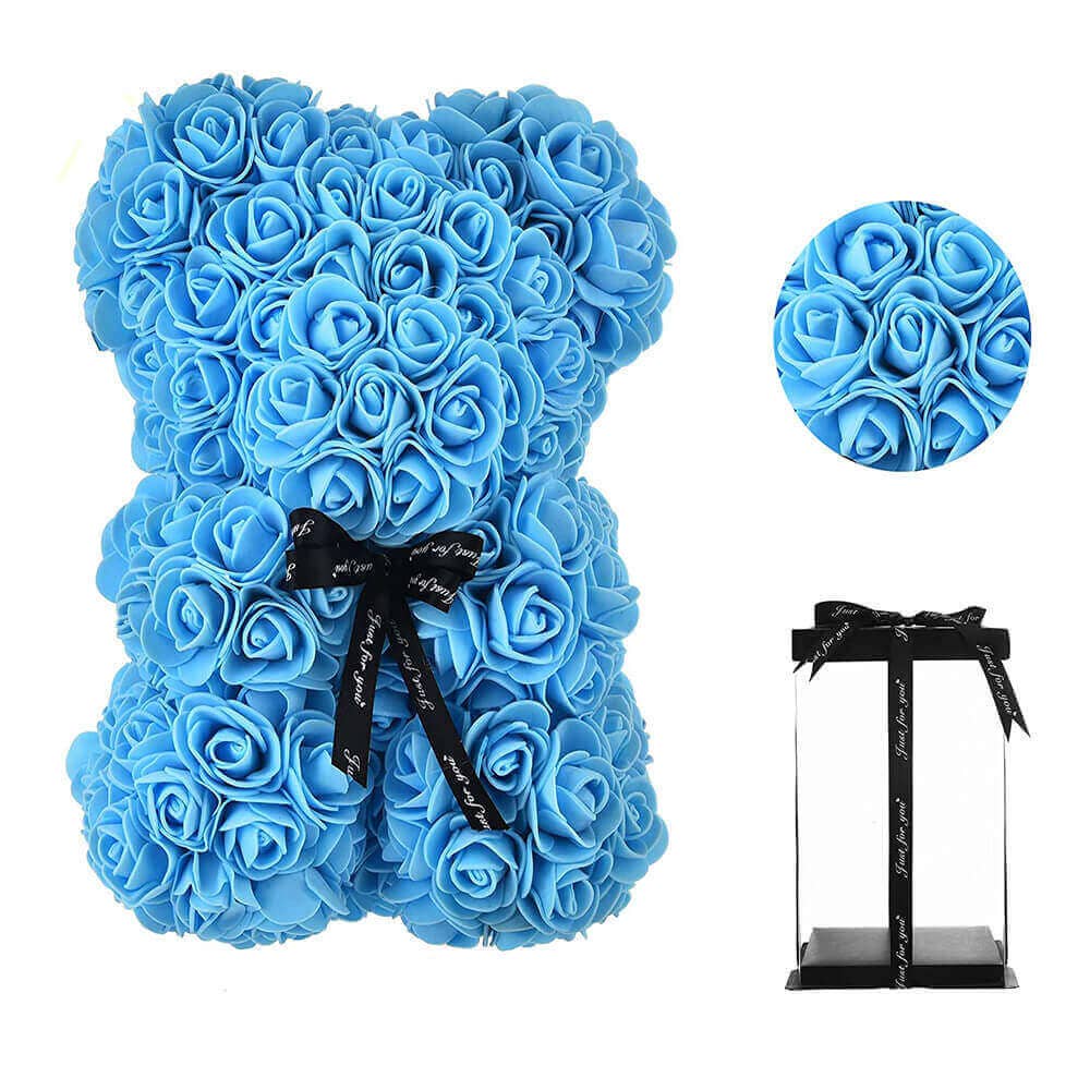 giftland - Vendita all'ingrosso Fiori finti - Orsetto di rose con scatola regalo - Orsetto di rose artificiali 25 cm2
