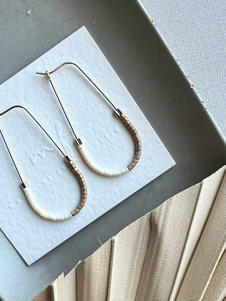 the classy one- tiny beaded teardrop hoop for wholesale by Madeline French Designs