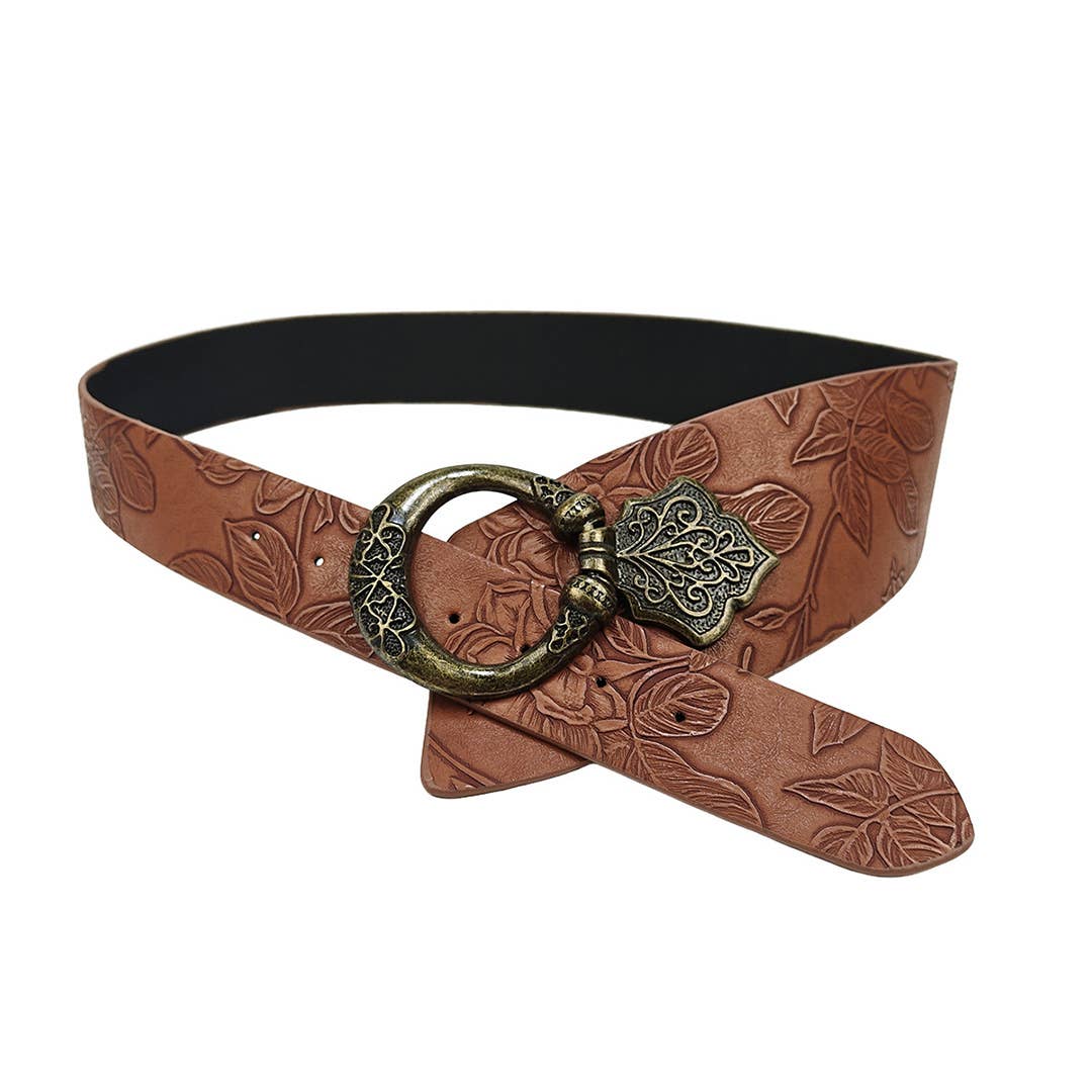 Brown Street Fashion Punk Style Patterned Leather Belt ZK3150 for wholesale on Faire4