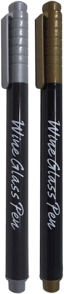 Innovarix - Wholesale Wine/Cocktail Glass Markers - Erasable Wine Glass Marker Pen Set - Gold & Silver2