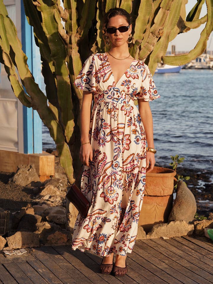 IN APRIL 1986 - SAS IDK - Wholesale Dress - Women's - Colorful paisley print bohemian long dress R51761