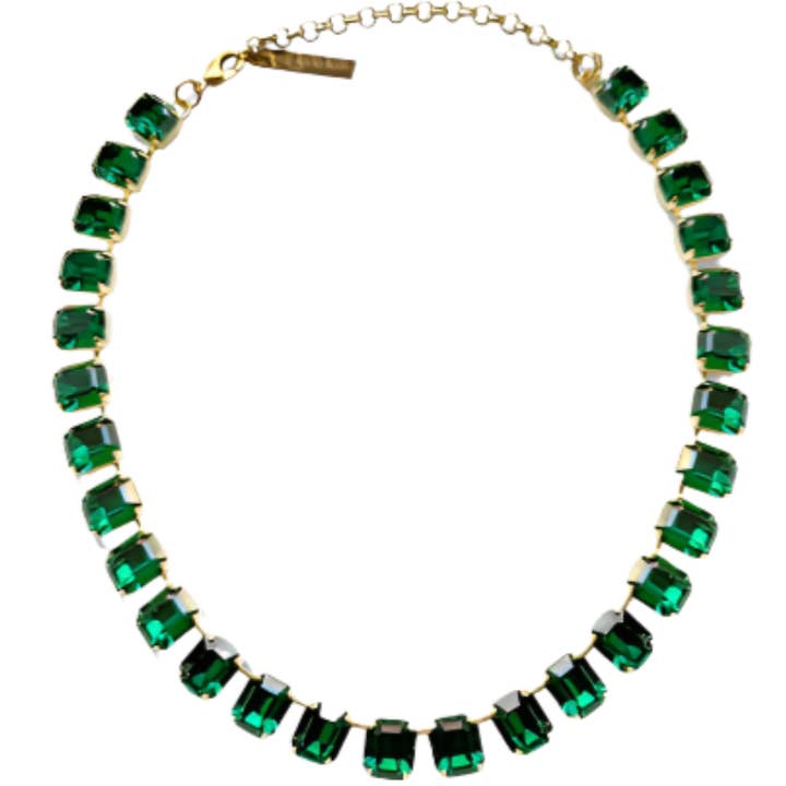 Collar de Cristal Verde Esmeralda Corte Cuadrado para venta al por mayor de Kimono Dragon NYC
