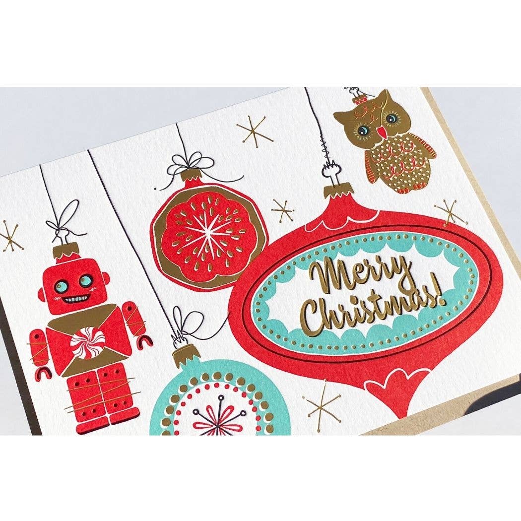 Porchlight Press Letterpress – Engroshandel Julekort – Vintage ferie retro ornamenter kort3