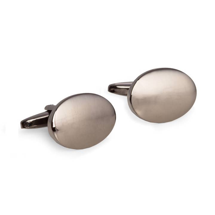 Gunmetal Finished Oval Cufflinks for wholesale by BeyBerk International