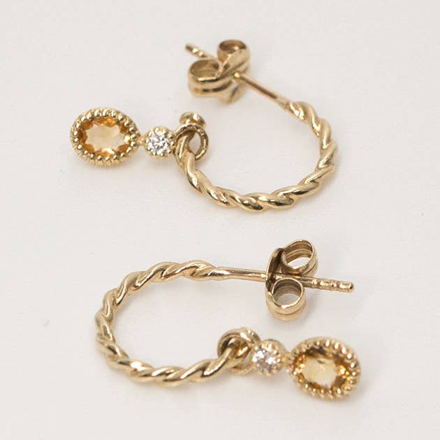 Seilohrringe Citrine 9 Karat für den Großhandel von Mélanie Pigeaud Jewelry