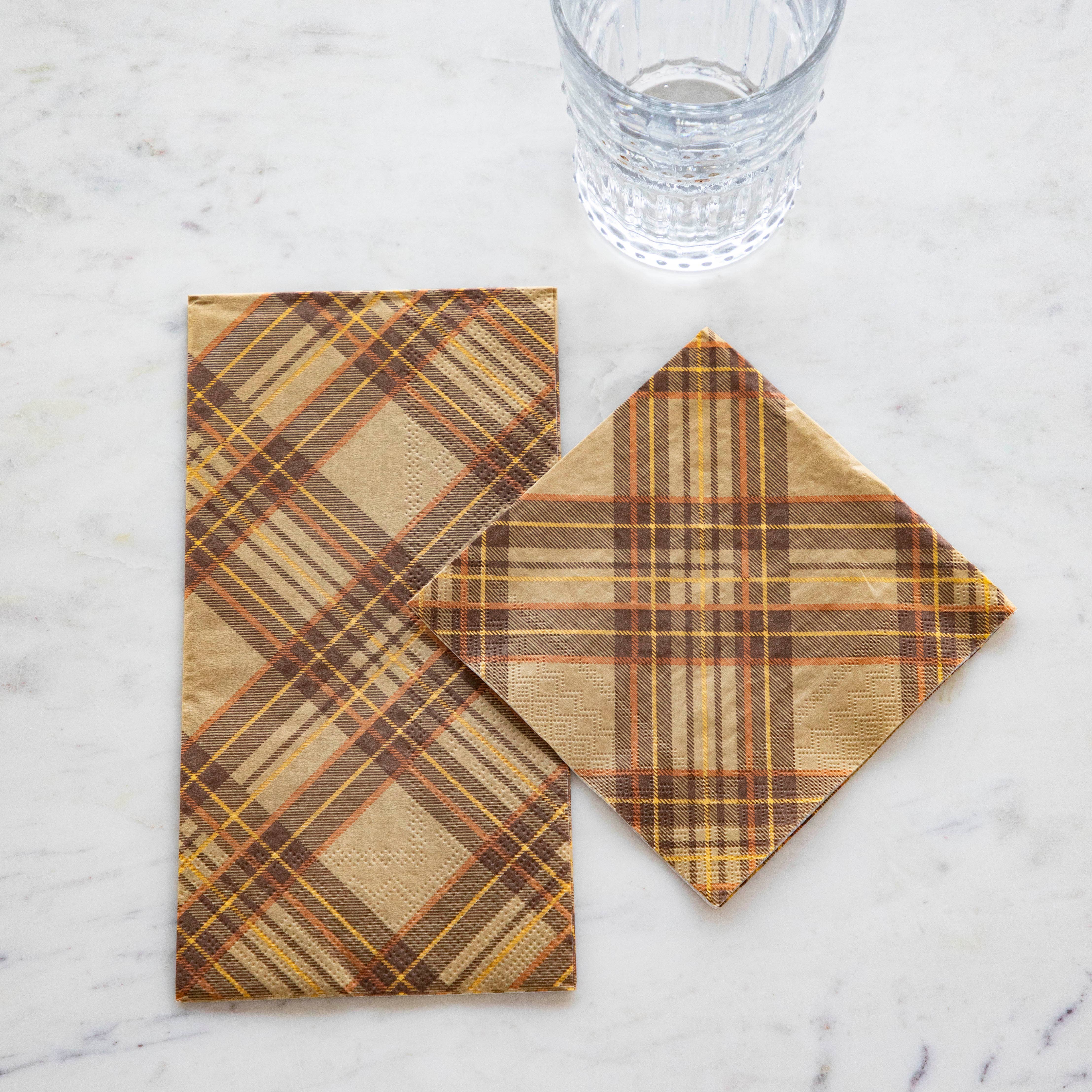 Hester & Cook - Stationery - Wholesale Disposable Napkin - Autumn Plaid Guest Napkin - Pack of 164