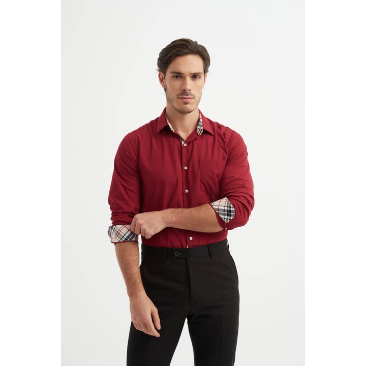 Camisa EDWARDS corte recto - Burdeos para venta al por mayor de Yves Enzo