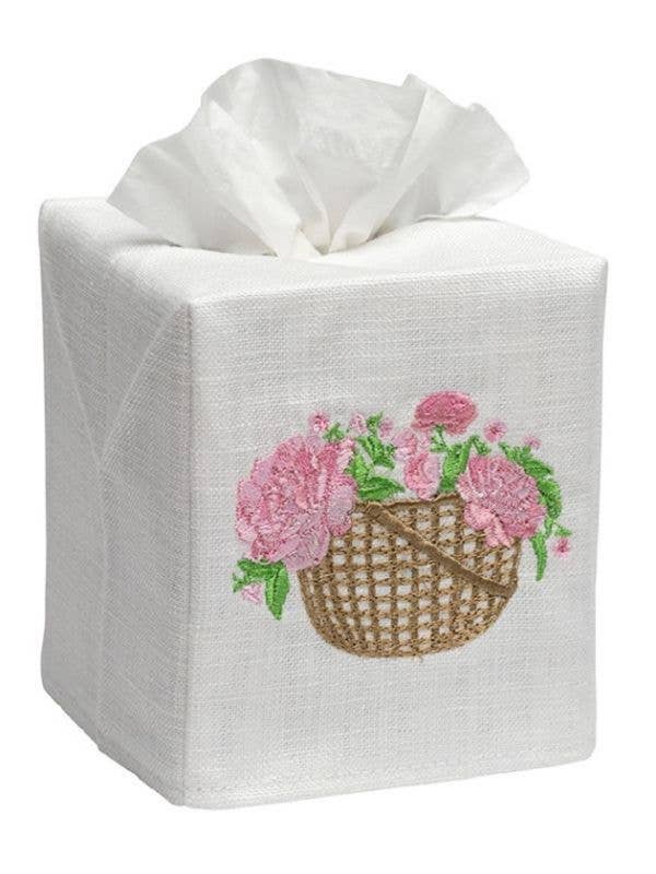 Cubierta de caja de pañuelos - cesta de peonías (rosa) para venta al por mayor de Jacaranda Living