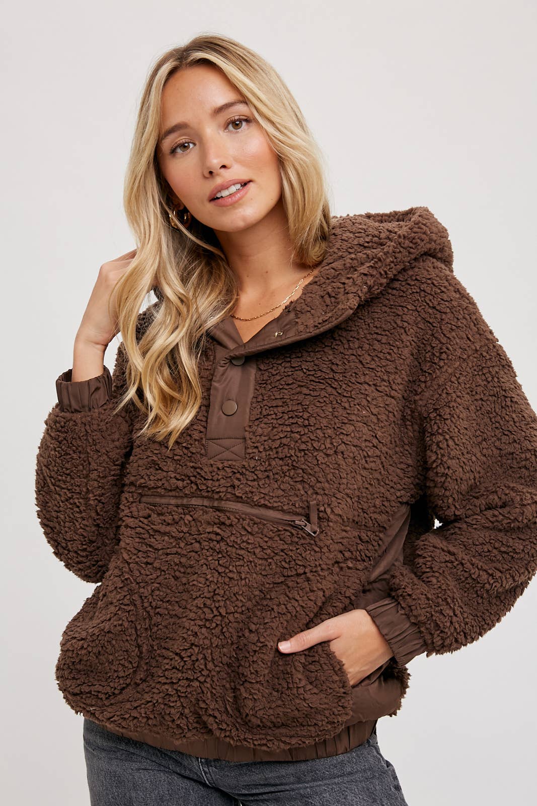 Bluivy – wholesale Hoodie - Dam – Sherpa-huvtröja med pulloverdesign0