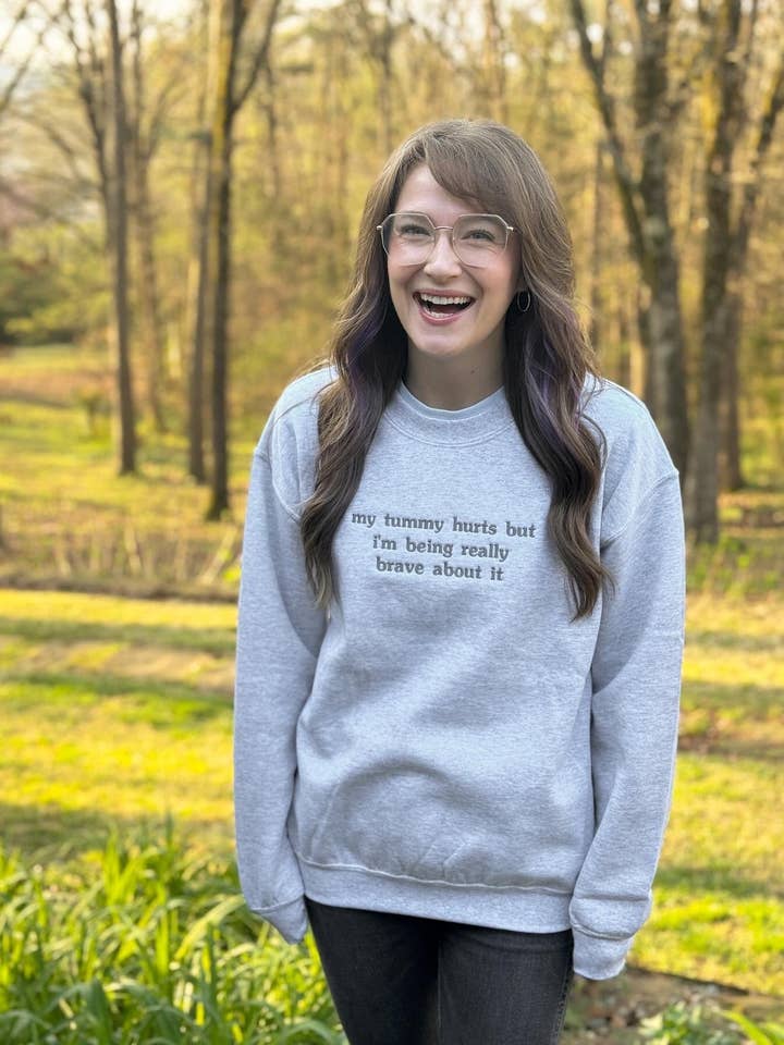 Lilybelle & Threads - Wholesale Sweatshirt - Women's - My Tummy Hurts Embroidered Crewneck Sweatshirt