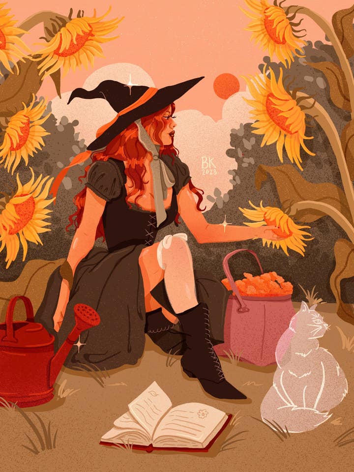 Sorcière de jardinage pour la vente par Brittany Keller Art