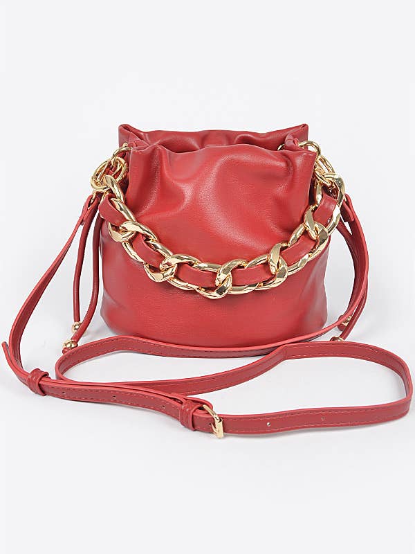 Faux Leather Bucket Bag W/Oversized Chain for wholesale by Shop Neighbors