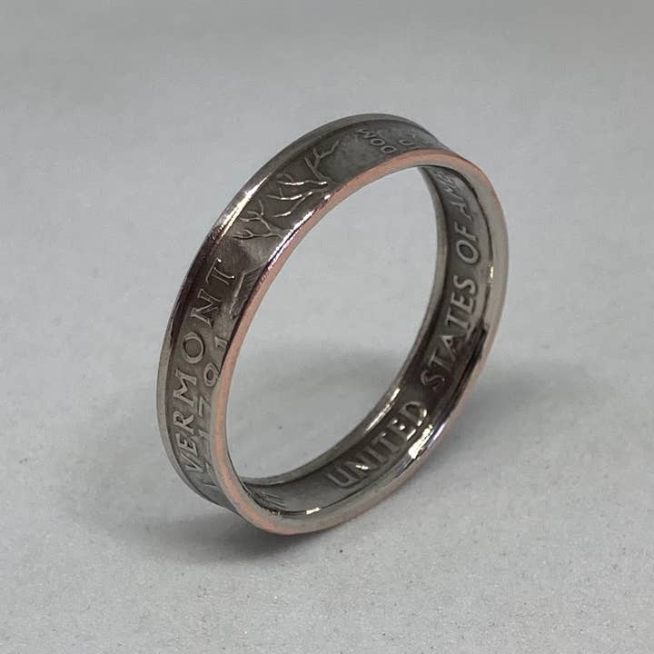 Vermont Cut Coins & 2nd Shot Round - Wholesale Band/Stacked Ring - Handmade Coin Ring Statehood Quarter PICK YOUR STATE