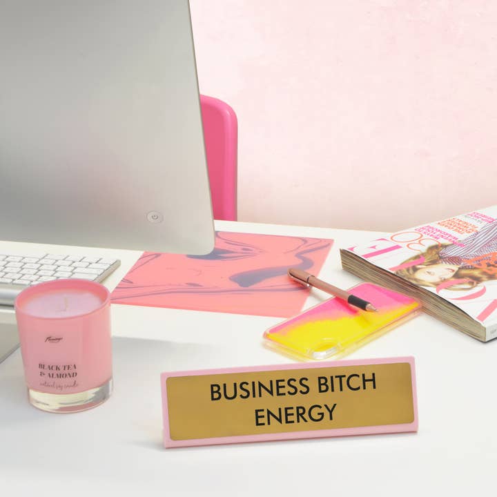 Business Bitch Energy Desk Plate Sign for wholesale by Flamingo Candles