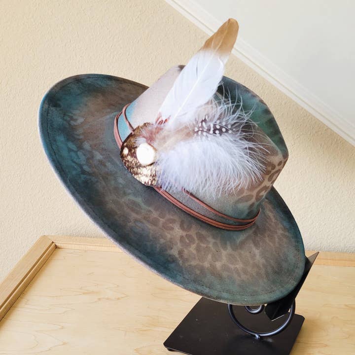 The Jewelry Junkie - Wholesale Fedora - Women's - CUSTOM Hand-Painted Cowgirl Western Boho Hat & Band (A30)