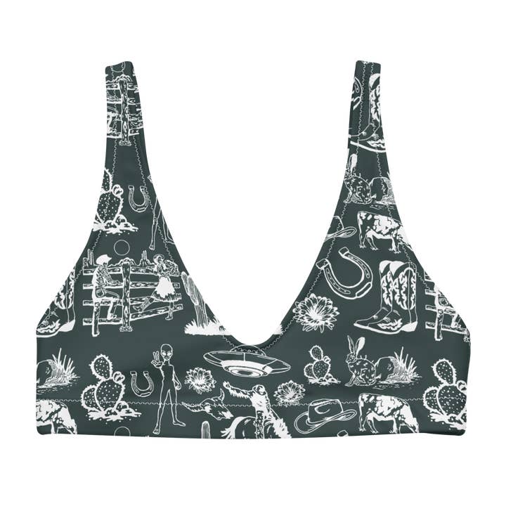 Texas Eclipse Outfitters - Wholesale Swim Top - Women's - Wild Ride: Broncs, UFOs, and Cactus Skies High-Waisted Bikini Top